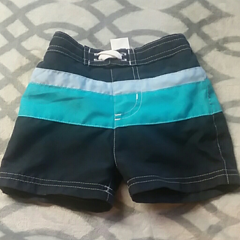 Blue striped swim trunks